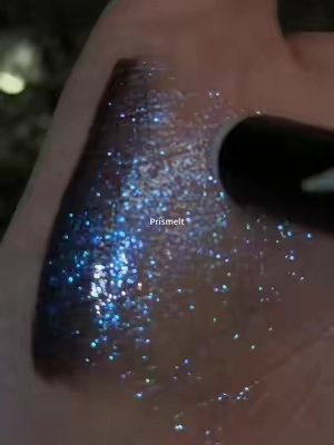 The universe showed off with this combo. ⭐  #GlassloadLipMelt in Prismelt + Shadow Mode Capsule #SculptingLipPencil in Dark Matter  The glowiest glitter lips feature crystal-charged shine, blue-purple sparkle, and this futuristic cool-toned lip combo #lipgloss #multichrome #swatch   