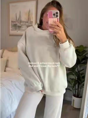 THE QUALITY IS SO GOOD - WEARING M 🤍☁️ #mockneck #lookforless #90sfashion #schooloutfit #mocknecks 