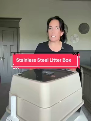 This stainless steel litter box has tall sides to help contain litter, plus a flip-open top that makes daily scooping so much easier. You don’t have to remove clips or take the entire enclosure apart. Just open the roof, scoop the smooth stainless steel pan, and close it back up. The front entry is easy for cats to use, while the stainless steel is simple to wipe clean and doesn’t hold odors like scratched plastic can.  #stainlesssteellitterbox #catlitterbox #catmusthaves #catproductfinds #tiktokshopfinds