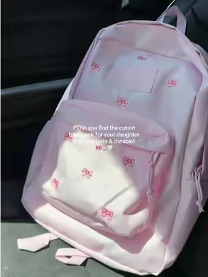 How cute is this backpack! Love the enmbroidered bows! So many cute styles to choose from! 🎀 #bowbackpack #jansportbackpack #backtoschoolbackpack #backpack #girlsbackpack 