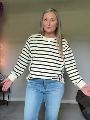 🤎 Welcome back to another meeting of the Cute Comfy Casual Club. ☕️ Today’s agenda: never judge a top until you actually put it on. 😂 I’ll be honest…I wasn’t expecting to love this one as much as I do. The second I tried it on, I literally said, “Okay…this is ADORABLE.” Sometimes horizontal stripes can be a little intimidating, but this one is cut so well that it just works. It’s soft, comfy, flattering, and one of those tops that’s effortless to throw on with your favorite jeans. They have several color options, but this one officially earned its spot in my fall wardrobe. Cute Comfy Casual Club Approved. ✔️🍂 Meeting adjourned…until the next cozy find. 🤎☕️ #CuteComfyCasualClub #MidsizeStyle #FallFashionFinds #Over40Style #CozyStyle