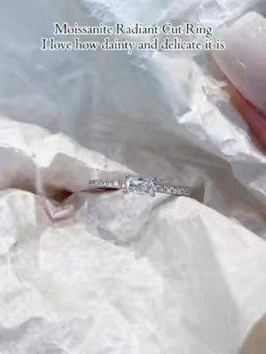 Moissanite Radiant Cut Ring💍I love how dainty and delieate it is💎✨#ring #moissanitering #radiantcut #TikTokShopSummerSale #2026 #delzzad #waterproofjewelry #jewelry #giftideas #viral #delzzadjewelry #nontarnishjewelry #beautiful #luxury #affordable #diamond #diamondtester #fyp #moissanite #bidandwin