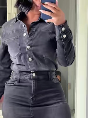 Denim mini dress   #denimdress #minidress 