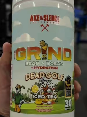 Axe & Sledge GRIND - Dead Golf Guy Flavor (Iced Tea Lemonade) One of my favorite intra workout formulas to replenish electrolytes and EAAs #axeandsledgesupplements #eaas #electrolytes #intraworkout @Axe & Sledge Supplements @Ares Nutrition 