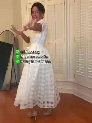 Picnic dress with checkered mesh. Elastic waist. HAS POCKETS. Buttons and comes with belt. Wearing a small (5'3 size 4) #oldmoneyaesthetic #richhousewife #whitedress #dress #chicdress 