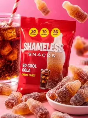 Shameless Snacks So Cool Cola Gummies | Low Sugar Keto Gummy Candy Miss the taste of classic cola bottle gummies? Shameless Snacks So Cool Cola delivers the same chewy, sour candy experience with just 3g of sugar, 3g net carbs, and 70 calories per bag. If you’re looking for a low-sugar gummy that actually tastes like real candy, these cola gummies are worth trying. Tap below and see why they’re becoming a favorite. #ShamelessSnacks #KetoCandy #LowSugarSnacks