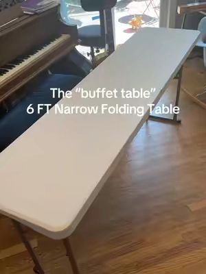 Free shipping  VINGLI 6 FT Narrow Folding Table, Tabletop Folded in Half, Premium Quality HDPE Material and Sturdy Metal Frame, Perfect for Buffet, Seminar, Party, Training, Home Work