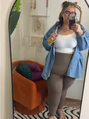 Plus size leggings that cinch everything in and don’t roll down when you’re walking 👀 I’m a size 24W and 5’6” wearing the 3X in this plus size piece! #tiktokshopcreatorpicks #tiktokshopsummersale 