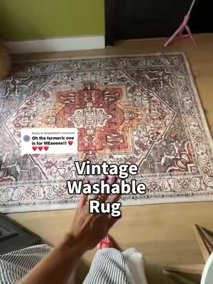 Replying to @BrapSalad yes! The turmeric vintage drug is so pretty!💗 Boho vintage washable area rug! #VintageRug #WashableRug #BohoRug #Rug 