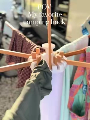 👏🏻👏🏻👏🏻 One of my favorite tts finds for camping! #campinglife #camping #campinghacks #dryingrack #laundryhack 