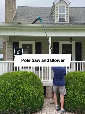 8 Inch Cordless Pole Saw Kit, Telescopic Extension Pole Equipped with 8 Inch Chainsaw & Air Blower, Ideal for Garden Trimming, Gutter Cleaning #minichainsaw #polesaw #leafblower #yardwork #tiktokshopcreatorpicks @charles.kami 