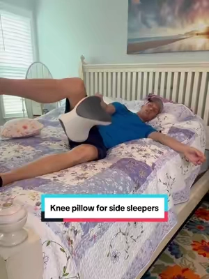 Side sleepers need! This pillow is formed for your legs with foam and has a cooling cover.  #sidesleepers #sleepbetter #kneepillow 
