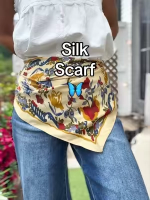 Silk triangle scarf to wrap around your waist or your purse. Such a versatile piece and pretty fabric. @Linus 2711 