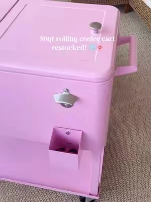 This rolling cooler cart is ready for pool days, backyard BBQs, football season, and every get-together in between. It keeps drinks ice cold, has a built-in bottle opener, catches bottle caps, and rolls wherever the party goes…💕 #summerfinds #backyardsetup #poolday #outdoorliving #hostingessentials @Best Choice Products, Inc. 