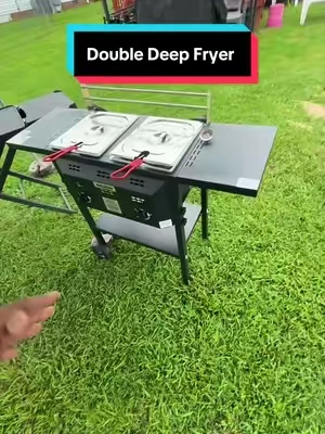 Fry like a pro with the ROVSUN Dual Basket Outdoor Deep Fryer! 🍤🔥 Two 8-quart stainless steel baskets let you cook fish, chicken, fries, shrimp, and more at the same time. The powerful propane burner heats up fast, while the side shelves give you extra prep space. Perfect for backyard cookouts, tailgates, fish fries, and family gatherings. #fishfry #fyp 