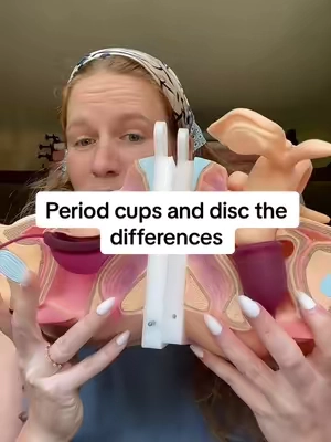 The biggest difference is that the cup sits in the vaginal canal and the disc sits in the vaginal fornix. That is why these products have different features. Also the reason a disc will work for one person and not for another, our internal anatomy are vastly different. #tiltedcervix #menstrualcup #cupsanddiscs #pixieduokit #periodkit 