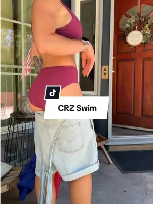 I stuck to my true to size (in bathing suits) and got a medium in the top and small in the bottoms! Could have probably done a medium. Bust is DD and waist is 27”ish  #crzswim #crzyoga 