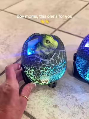 If your kid loves dinosaurs, cars, and ramming things together… These remote control dinosaur eggs are too much fun! They light up, spin, and have sound (that you can turn off 🙏) #boymoms #dinosaurtoy #toysforboys #remotecontroltoy 