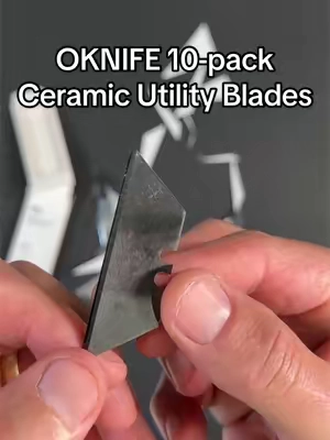 The OKNIFE 10-pack ceramic utility knife blades stay sharp longer, resist rust, and fit most utility knives. Available in both black and white. #OKNIFE #CeramicBlade #UtilityKnife #EDCTools #ToolTok