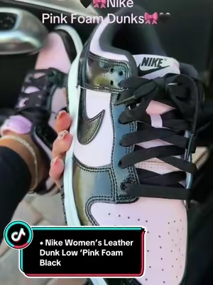 Nike Women’s Leather Dunk Low ‘Pink Foam Black’ Athletic Trainer, Women’s Sports Footwear #nike #nikedunks #TTSneakerweek #tiktokshopsummersale #sneakerhead 