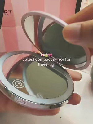 rechargeable + 3 light modes #fyp #compactmirror #travel #backtoschool #pink 