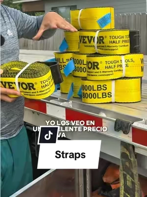 VEVOR Winch Straps, 10-Pack 4"x40' Truck Accessories with Flat Hook, 6000 lbs Load Capacity, 18000 lbs Breaking Strength, Flatbed Tie Downs for Trailer Cargo Control @@VEVOR Automotive Store##SummerFinds##tiktokshopsummersale##strap##winchstrap##camioneros