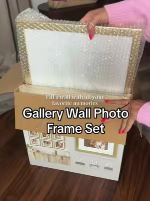Filling this set with family memories @Enchante Home & Decor #photowall #homedecor #homedecorideas #homefinds #photoframe 