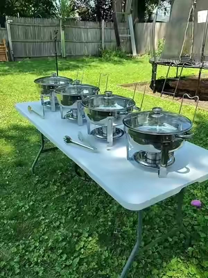 Chafing Dish Buffet Set,, 5 Qt 4 Pack, Stainless Steel Chafer with 4 Full Size Pan, Round. Por Wedding Party Banquet #ChafingDishBuffet  #StainlessSteelChafer  #tiktokshopcreatorspicks #TikTokShopSummerSale #summerwins 