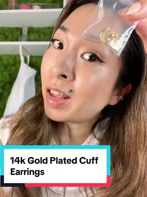 14k Gold Plated Cuff Earrings, no piecing required