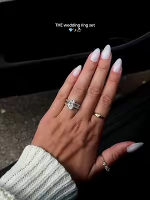 the rings that saved my man thousands (so I can spend it on my honeymoon lol) @Maxine Jewelry #engagementring #diamondring #weddingring #weddingband #ovaldiamond 