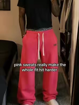 color went crazy on these #sweatpants #pinkpants #baggypants #fyp #fitcheck 