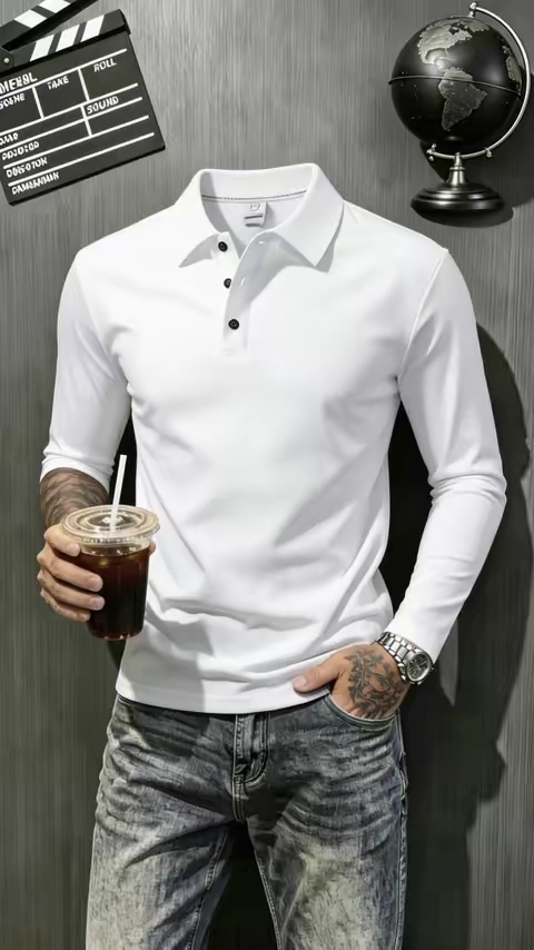 Our best selling long sleeve polo for men is back in stock! Super soft stretch fabric, lightweight and breathable. #menslongsleeve#menstshirt#OOTD#fyp#tiktokshop