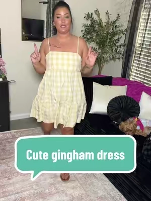 This dress is giving picnic dates, brunch with the girls, and summer vacation all in one. 💛 The flowy fit is so comfortable, the gingham print is timeless, and it’s one of those dresses you can throw on and instantly look put together. @Wenrine @Wenrine shop  #tiktokshopsummersale #summerdress #ginghamdress #plussizefashion #curvystyle   
