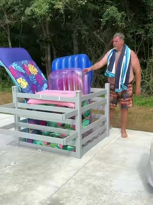 Poolside pool float and toy storage bin #poolfloatstorage #deckbox #pooltoystorage #poolstorage #tiktokshopcreatorpicks 