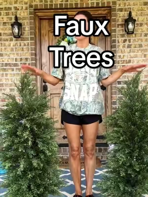 Comes in 3, 4 and 5 ft options & they look so real!! @LEAFPLNT Shop #fauxplants #porchdecor #frontporch #christmastree #christmasdecor 