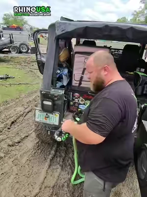 Good Karma Sunday 🦏 While volunteering with the Center Point Volunteer Fire Department after the floods, someone got stuck right in front of the station. Brad made a quick recovery and got them back on the road. Helping out doesn’t always stop with the cleanup. 🤝 Who would you stop to help? #GoodKarmaSunday #OffRoadRecovery #FloodRelief #RecoveryGear #RhinoUSA