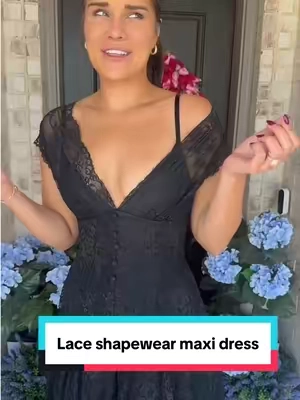 On the shoulder or off the shoulder this shapewear lace dress is stunning and perfect for so many occasions! 145 5’8 s #maxidress #shapewear #shapeweardress #lacedress #OOTD @Popilush LLC 