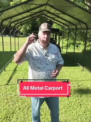 Heavy-duty metal carport with galvanized steel frame, 100 mph wind rating, 40 PSF snow load, reinforced base, and easy assembly. Ideal for protecting cars, trucks, boats, tractors, and equipment while doubling as a durable outdoor shelter for gatherings, storage, or workspace. #carport #auto #boating #farmlife #thrivingcountry 