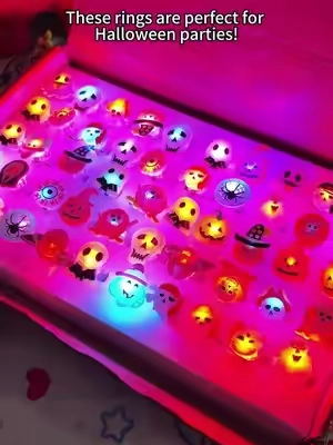 Buy it before it is sold out! 🎃💀☠️🎃50pcs LED Lights Halloween Ring Light Up Pumpking 🎃#halloween#spookyseason#halloween2026#musthave#fyp 