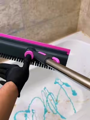 Whoever invented this scrub brush deserves a raise. Stiff bristles for deep cleaning, a built-in squeegee to wipe dirty water, 360° rotation with a lock feature, and a long handle that saves your back. Perfect for bathrooms, kitchens, patios, garages & even walls. A true 3-in-1 home cleaning essential!#ScrubBrush #FloorCleaning #BathroomCleaning #SummerVibes #homecleaninghacks 