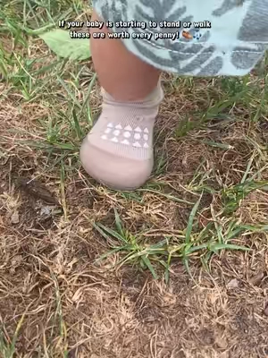 He actually keeps these on his feet too! They are such a great deal for how much we use these!  #babysocks #babyshoes #firststeps #babymusthaves #tiktokshopsummersale 