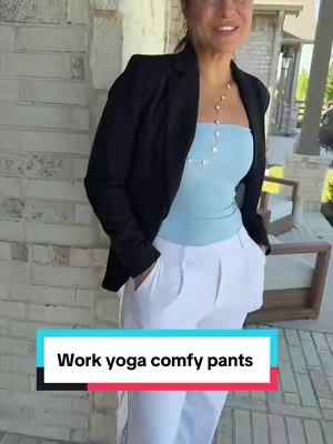These comfy pants are perfect for yoga to the office! 145 5’8 s #slacks #yogapants #workpants #officeattire #OOTD @Halara_official 