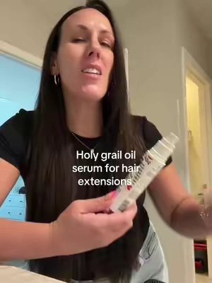 Love this oil serum for hair extensions from IGK! #hairextensions #hairextensiontips #hairhack #hairoil 