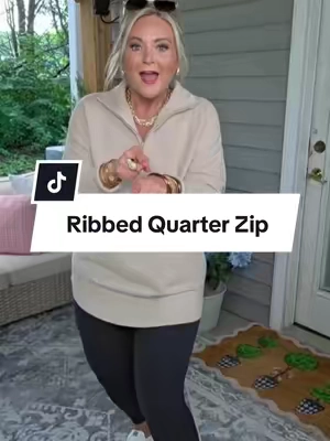 This elevated ribbed quarter zip is perfect to throw-on with leggings and look put together!@PrettyGarden #quarterzip #sweater #falloutfits #tiktokshopsummersale #CapCut 