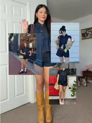 Pinterest outfit inspo 💙✨ #denimshorts #denimblouse #cider 