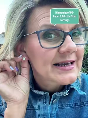 Diamonique 100-Facet 2.00 cttw Stud Earrings, Platinum Clad #tiktokshopsummersale #SummerWins #jewelrytiktok #diamondearrings #qvc @QVC, Inc 