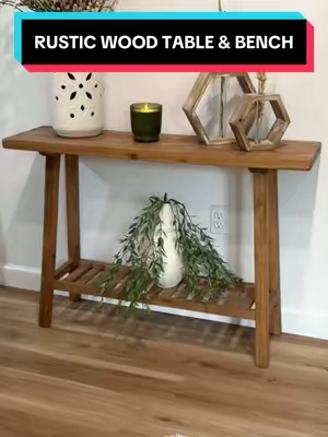 Real wood console table and bench #consoletable #rusticfurniture #woodbench #tiktokshopsummersale #tiktokshopcreatorpicks 