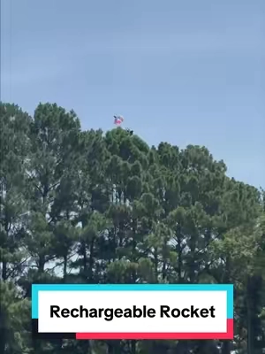 Rechargeable and reusable rocket that launches a parachute to bring it back down safely! #boytoys #rockettoy #boymom #lauchactivated 