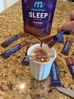 Moonbrew hot cocoa to go sleep sticks 💤 they have magnesium in them! #magnesium #sleepdrink #moonbrew #moonbrewmagnesiumdrink #moonbrewhotcocoa 