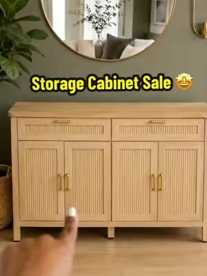 Fluted wooden storage cabinet on sale 😮‍💨🤌🤌 #storage #furniture #sale #boho #cabinet 